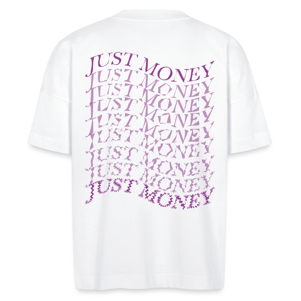 T-shirt bio oversize Just money violet - blanc