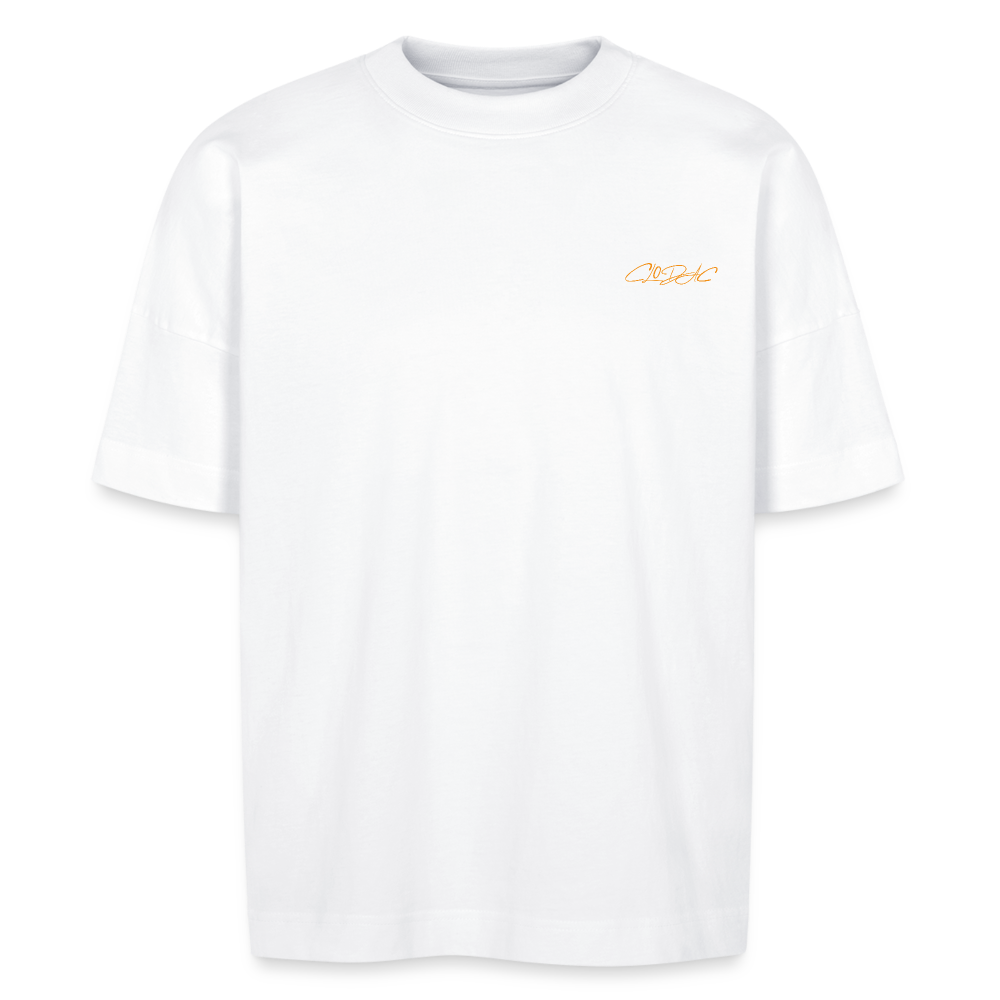 T-shirt bio oversize Just money orange - blanc