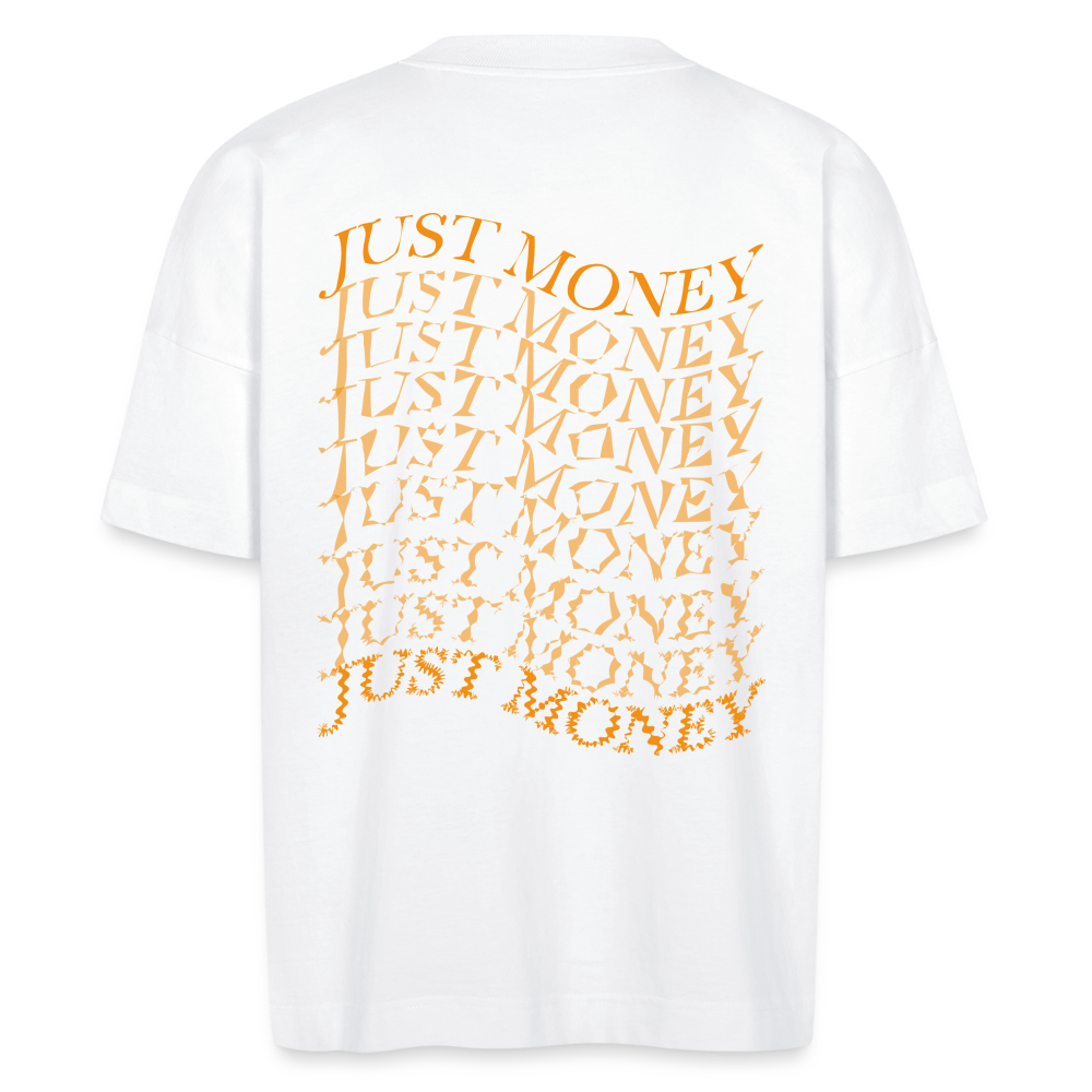 T-shirt bio oversize Just money orange - blanc