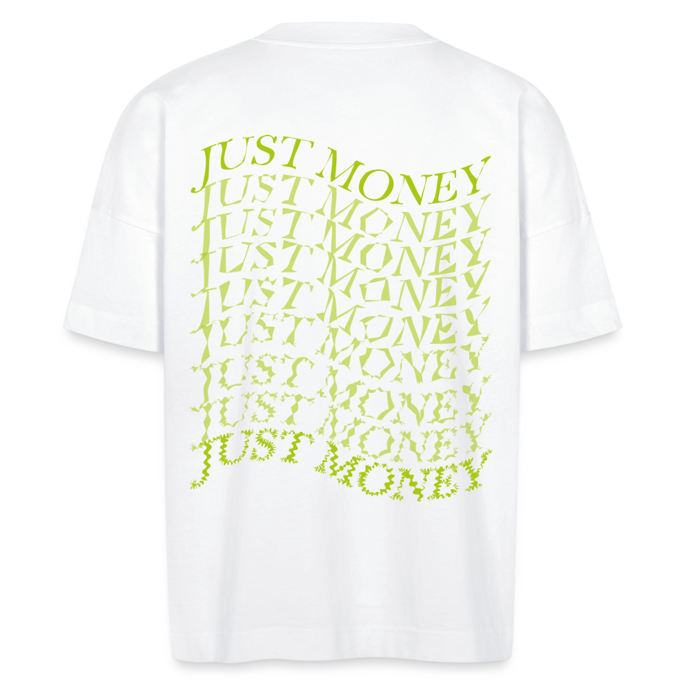 T-shirt bio oversize Unisexe JUST MONEY vert - blanc