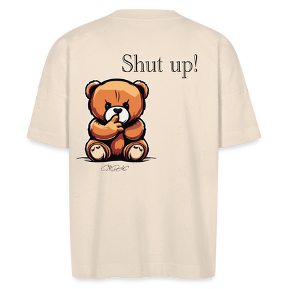T-shirt bio oversize SHUT UP - blanc cassé